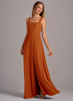 Azazie Debra Bridesmaid Dresses Paprika A-Line with Pockets Chiffon Convertible Dress image2