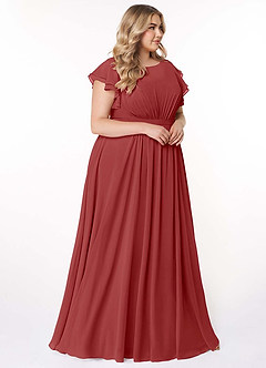 Azazie Daphne Modest Bridesmaid Dresses A-Line Ruffled Chiffon Floor-Length Dress image10