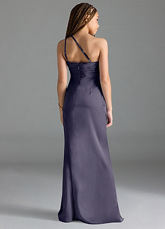 Azazie Eren Junior Stormy Sheath Pleated Stretch Satin Dress image2
