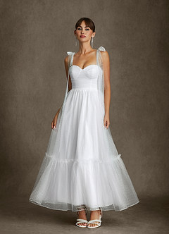 Azazie Angelica Wedding Dresses Diamond White A-Line Sweetheart Neckline Tulle Dress image9