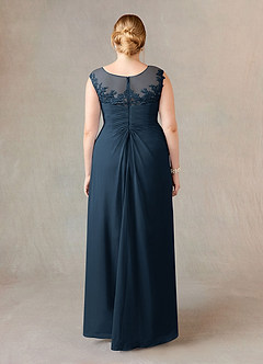 Azazie Endora Final Sale Dark Navy A-Line Scoop Lace Chiffon Dress image7