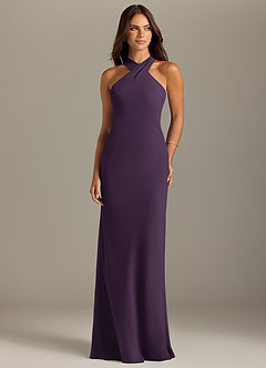 Azazie Doretta Bridesmaid Dresses Plum Mermaid Pleated Chiffon Dress image1