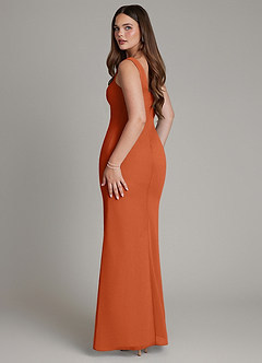 Azazie Hadley Bridesmaid Dresses Burnt Orange Mermaid Pleated Chiffon Dress image5