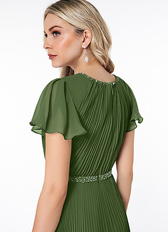 Azazie Kara Modest Bridesmaid Dresses A-Line Pleated Chiffon Floor-Length Dress image6