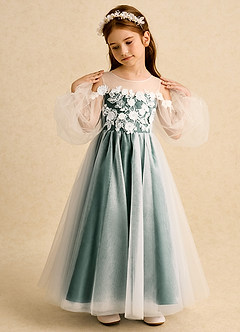 Azazie Zimi vestidos de niña de las flores Vestido de Esmeralda de Tul de Princesa con Escote de Corazón image3