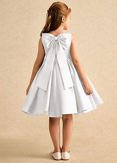 Azazie Jessie Flower Girl Dresses White A-Line Bow Matte Satin Dress image1