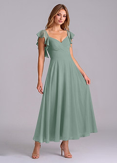 Azazie Leilani Bridesmaid Dresses Silver Sage A-Line Ruched Chiffon Dress image3