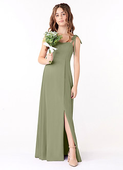 Azazie Rosey Junior Pistachio A-Line Sweetheart Neckline Chiffon Dress image4
