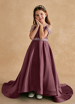 Azazie Jodi vestidos de niña de las flores Vestido de Sangrado de Satin Mate de Corte En A image5