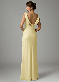 Azazie Kieryn Robes de demoiselle d'honneur Robe Sirène en Satin extensible Plissée Sorbet Citron image5