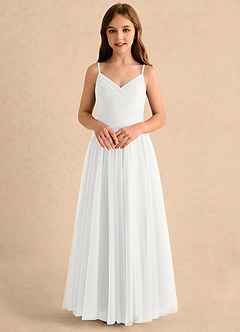 Azazie Poppy Girls Formal Flower Girl Klänningar Klänning A-linje i Tyll Plisserad image4