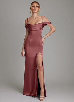 Azazie Nira Brautjungfernkleider Meerjungfrau-Linie Korsett Stretch-Satin Kleid Amethyst image4