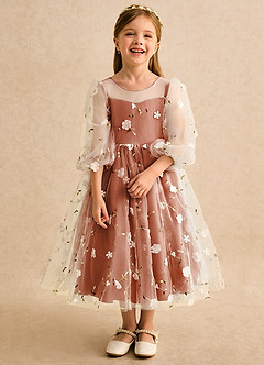 Azazie Elowen Flower Girl Dresses Burnt Orange A-Line Sweetheart Neckline Lace Dress image5