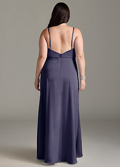 Azazie Brielle Bridesmaid Dresses Stormy A-Line Cowl Spaghetti Straps Stretch Satin Dress image7