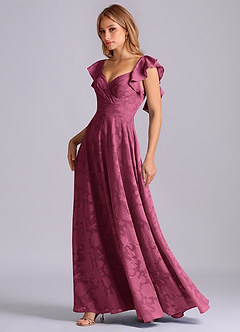 Azazie Leilani Bridesmaid Dresses Mulberry A-Line Sweetheart Neckline Floral Burnout Dress image4