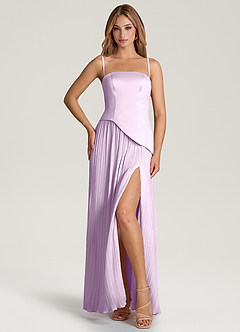 Azazie Tierney Bridesmaid Dresses Frosted Lilac A-Line Strapless Chiffon Convertible Dress image3