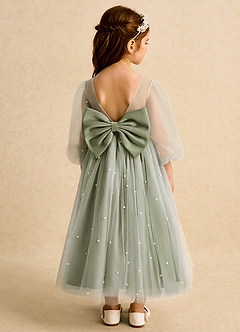 Azazie Trudy Flower Girl Dresses Pistachio Ball-Gown Sweetheart Neckline Tulle Dress image2