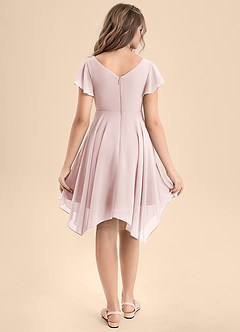 Azazie Janeaurelia Junior Blushing Pink A-Line Pleated Chiffon Dress image2