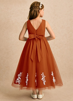 Azazie Rylie Flower Girl Dresses Paprika A-Line Lace Tulle Dress image1