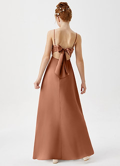 Azazie Shale Junior Bronzer A-Line Stretch Satin Dress image3