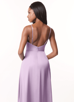 Azazie Brielle Bridesmaid Dresses Frosted Lilac A-Line Cowl Spaghetti Straps Stretch Satin Dress image5