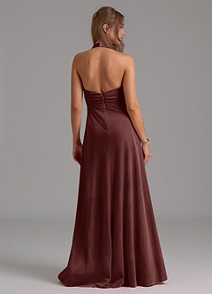 Azazie Tessie Bridesmaid Dresses Espresso A-Line Pleated Velvet Dress image7