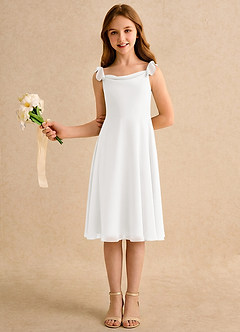 Azazie Pup Flower Girl Dresses Ivory A-Line Pleated Chiffon Dress image5