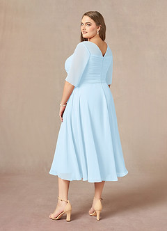 Azazie Naomi Mother of the Bride Dresses Sky Blue A-Line Boatneck Pleated Chiffon Dress image13