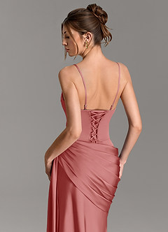 Azazie Zorah Bridesmaid Dresses Antique Rose Mermaid Corset Stretch Satin Convertible Dress image2