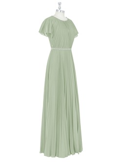 Azazie Kara Bescheidene Brautjungfernkleider A-Linie Plissee Chiffon Bodenlänge Kleid image9