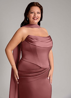 Azazie Sorrel Bridesmaid Dresses Amethyst Mermaid Strapless Stretch Satin Convertible Dress image13