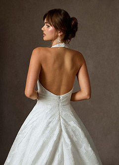 Azazie Saphira Vestidos de novia Vestido de Diamante Blanco de Jacquard Floral de Corte Princesa con Con bolsillos image7