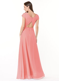 Azazie Hainsly Brautjungfernkleider A-Linie Herzausschnitt Chiffon Kleid Koralle image2