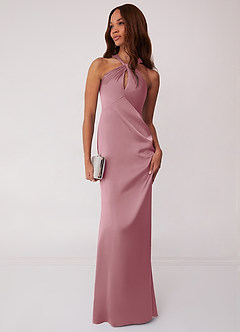 Barbie ♥ Azazie Bridesmaid Dresses Vintage Mauve Sheath Stretch Satin Dress image3