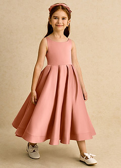 Azazie Babs Blumenmädchenkleider Ballkleid Plissee Matte Satin Kleid Mai Tai image4