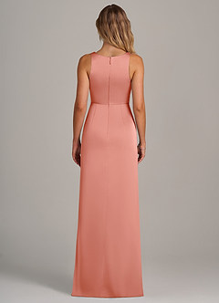 Azazie Wrenlee Bridesmaid Dresses Coral A-Line Stretch Satin Dress image7