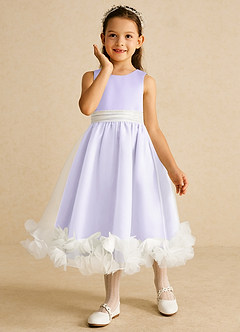Azazie Stardust Flower Girl Dresses Lilac A-Line Sleeveless Organza Dress image5