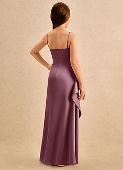 Azazie Cannoli Girls Formal Flower Girl Dresses Amethyst A-Line Pleated Stretch Satin Dress image2
