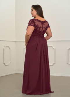 Azazie Dunja Mother of the Bride Dresses Cabernet A-Line V-Neck Lace Chiffon Dress image12
