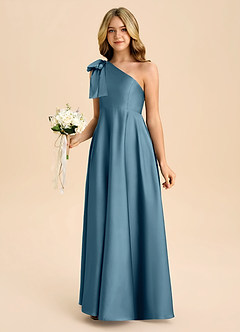 Azazie Penguin Junior Abito A-Line in Raso Elasticizzato Fiocco Bermuda image5