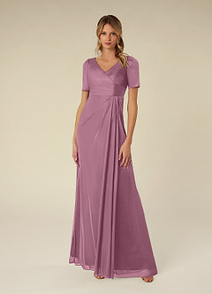 Azazie Bessie Mother of the Bride Dresses Vintage Mauve A-Line Pleated Mesh Dress image1