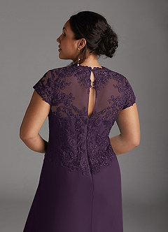 Azazie Junie Mère de la mariée Robes Robe Trapèze en Mousseline de soie Dentelle Prune image9