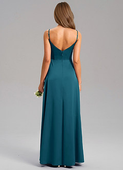 Azazie Talina Bridesmaid Dresses Ink Blue A-Line Stretch Satin Dress image2