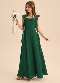 Azazie Carmin Junior Klä av A-Line i Chiffong Rynkad image3