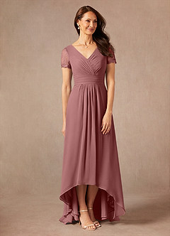Azazie Polly Mother of the Bride Dresses Desert Rose A-Line Lace Chiffon Dress image7