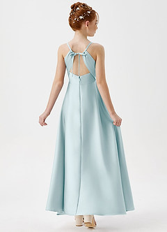 Azazie Avelina Junior A-Linie Plissee Stretch-Satin Kleid Seegrün image2