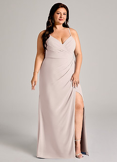 Azazie Maci Bridesmaid Dresses Rose Petal Sheath Pleated Chiffon Dress image11