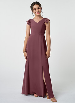 Azazie Claudine Junior Sangria A-Line Pleated Chiffon Dress image1