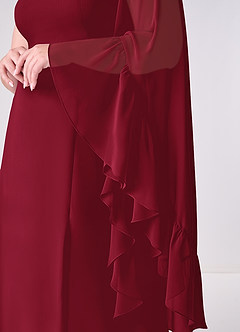 Barbie ♥ Azazie Bridesmaid Dresses Burgundy A-Line Long Sleeve Chiffon Dress image10