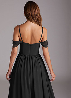 Azazie Calianna Bridesmaid Dresses Black A-Line Off the Shoulder Chiffon Convertible Dress image9